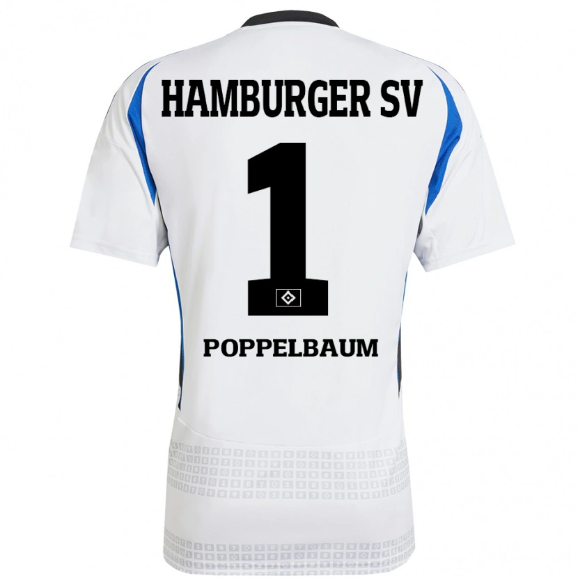 Danxen Niño Camiseta Colin Poppelbaum #1 Blanco Azul 1ª Equipación 2024/25 La Camisa México
