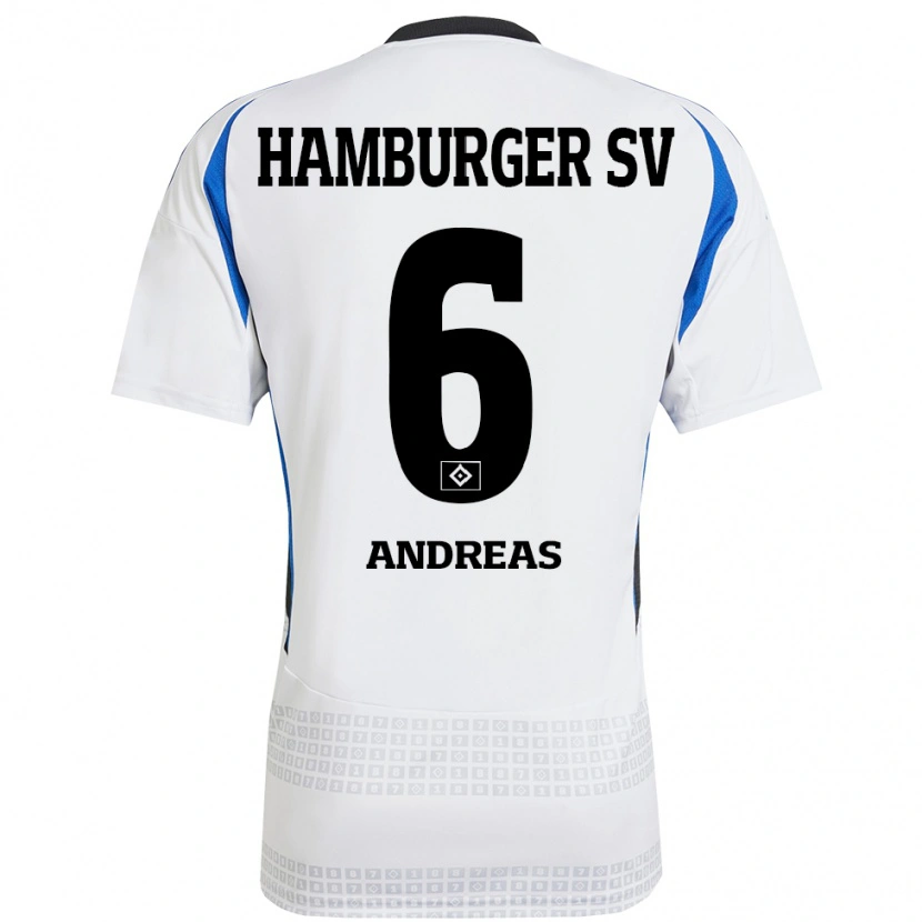 Danxen Niño Camiseta Noah Andreas #6 Blanco Azul 1ª Equipación 2024/25 La Camisa México