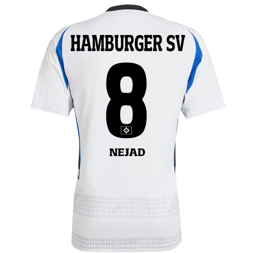 Danxen Niño Camiseta Milad Nejad #8 Blanco Azul 1ª Equipación 2024/25 La Camisa México