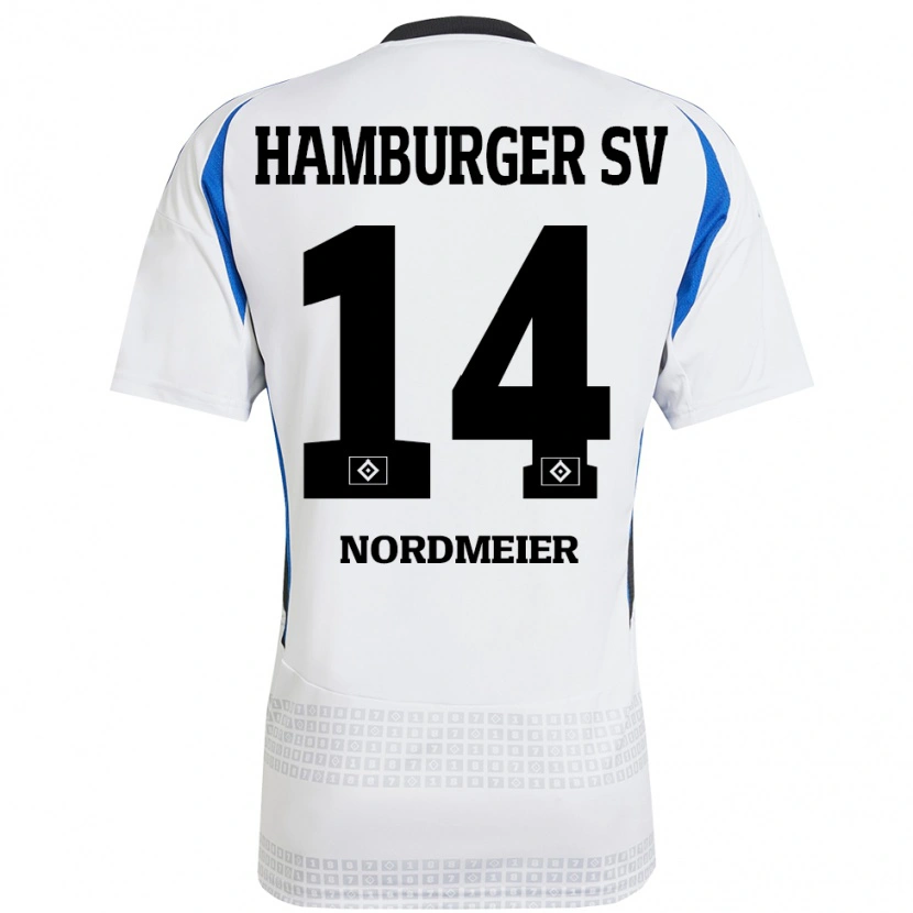 Danxen Niño Camiseta Quentin Nordmeier #14 Blanco Azul 1ª Equipación 2024/25 La Camisa México