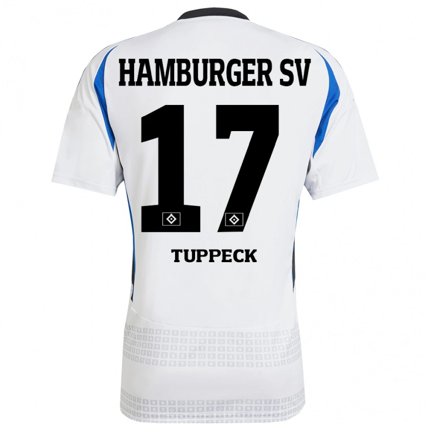 Danxen Niño Camiseta Niklas Tuppeck #17 Blanco Azul 1ª Equipación 2024/25 La Camisa México
