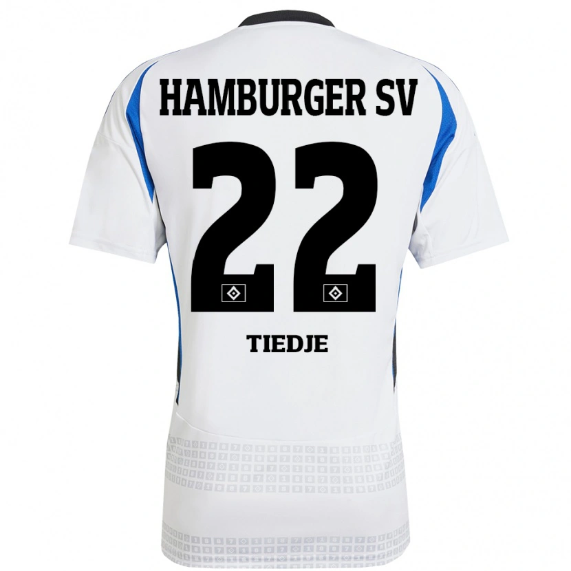 Danxen Niño Camiseta Patrick Tiedje #22 Blanco Azul 1ª Equipación 2024/25 La Camisa México