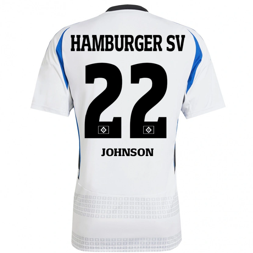 Danxen Niño Camiseta Emmanuel Johnson #22 Blanco Azul 1ª Equipación 2024/25 La Camisa México