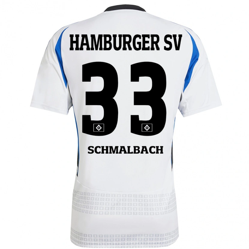 Danxen Niño Camiseta Sebastian Schmalbach #33 Blanco Azul 1ª Equipación 2024/25 La Camisa México