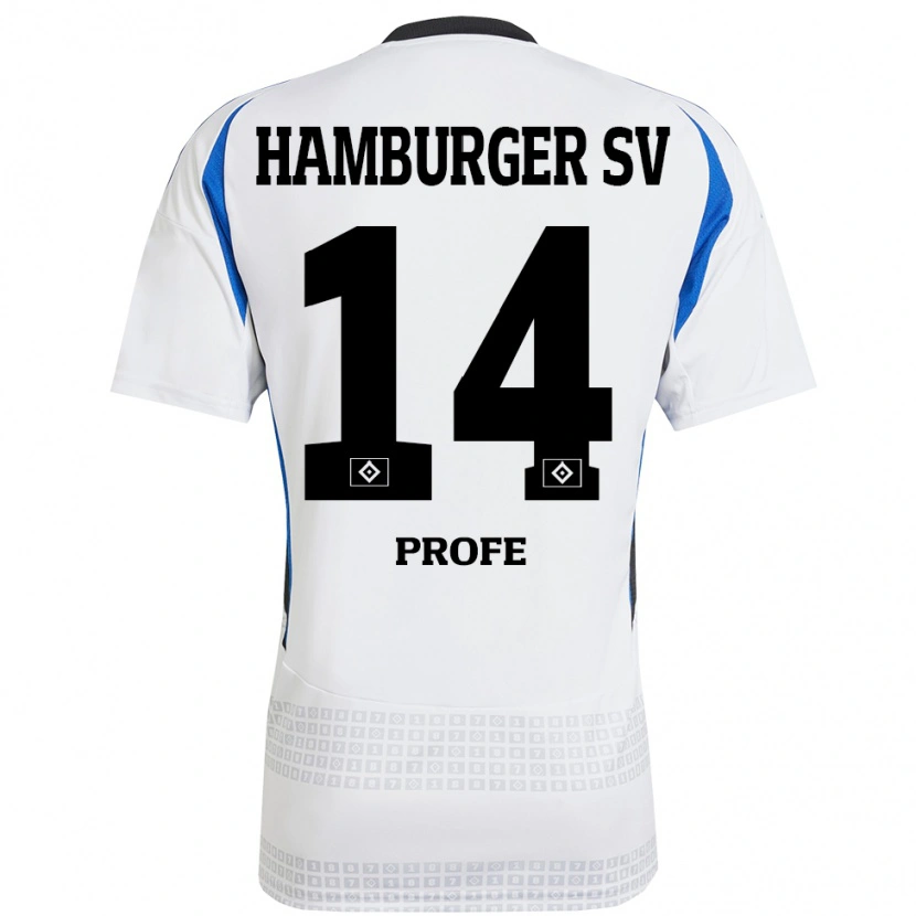 Danxen Niño Camiseta Sophie Profé #14 Blanco Azul 1ª Equipación 2024/25 La Camisa México