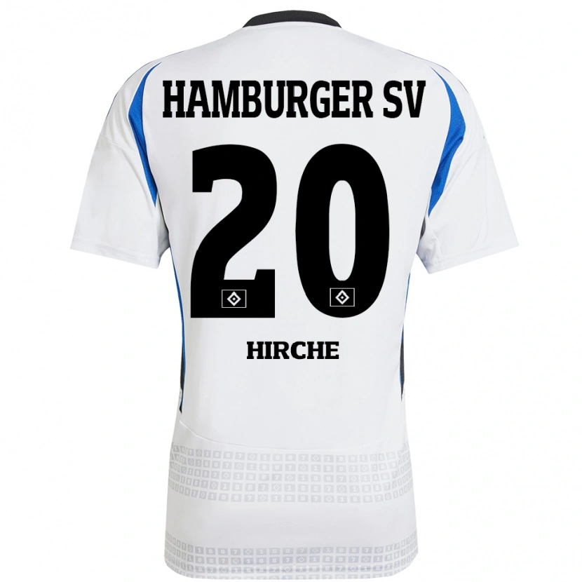 Danxen Niño Camiseta Emilia Hirche #20 Blanco Azul 1ª Equipación 2024/25 La Camisa México