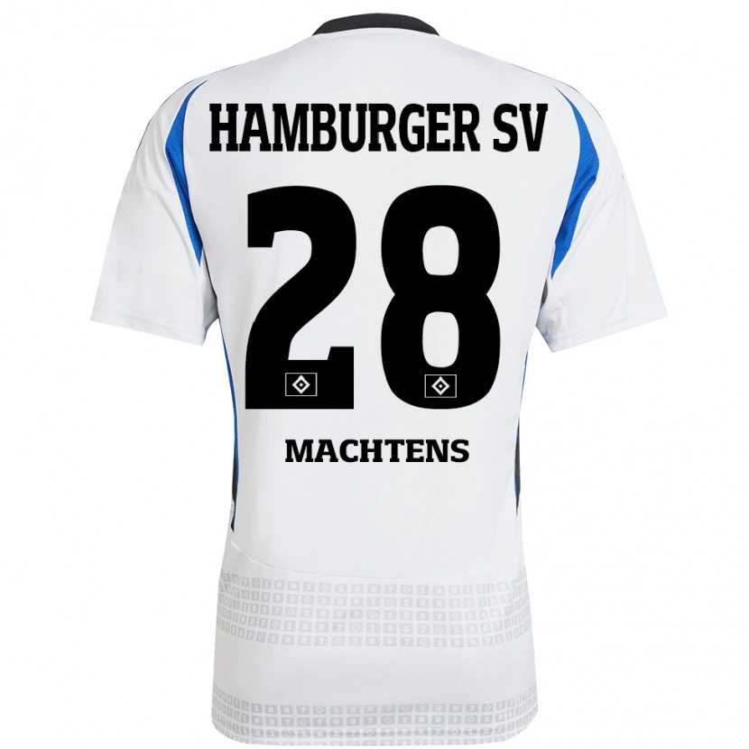 Danxen Niño Camiseta Pauline Machtens #28 Blanco Azul 1ª Equipación 2024/25 La Camisa México