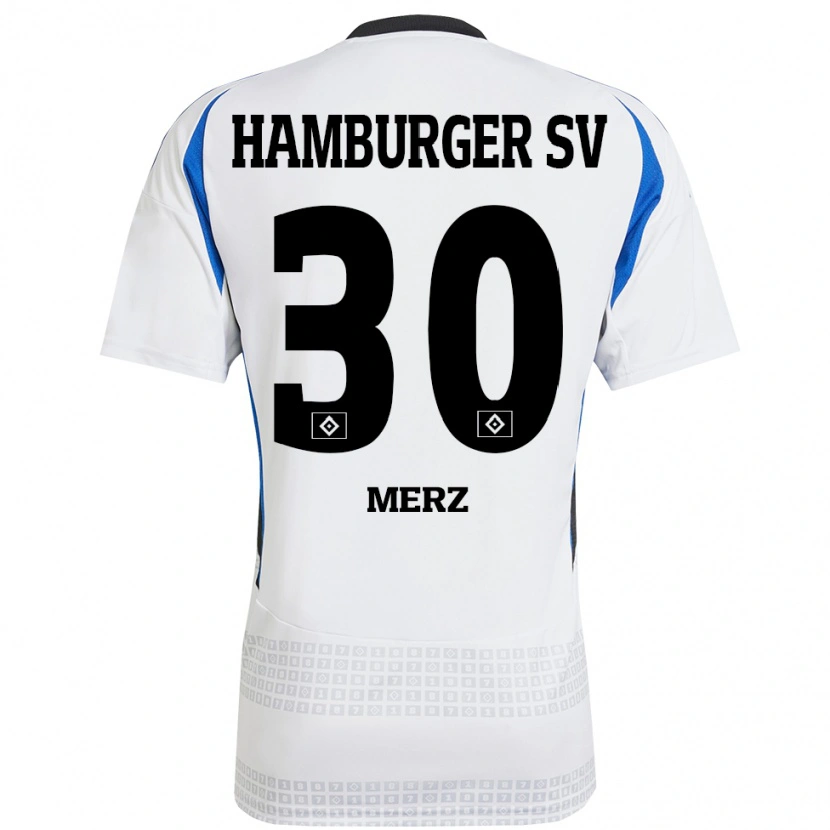 Danxen Niño Camiseta Selma Merz #30 Blanco Azul 1ª Equipación 2024/25 La Camisa México