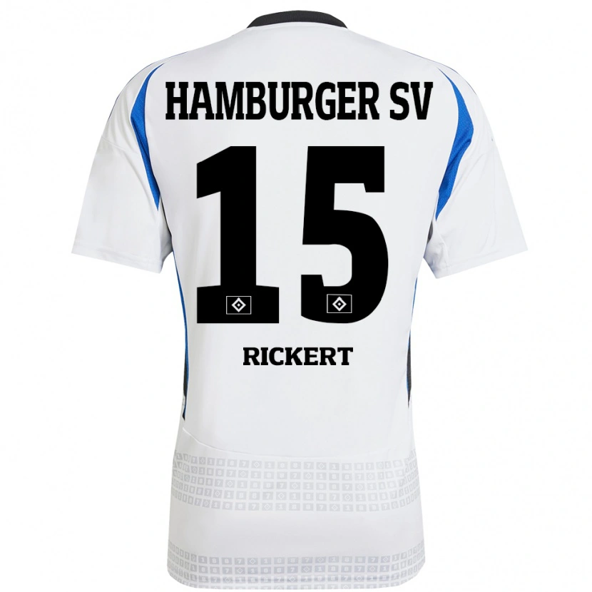 Danxen Niño Camiseta Manja Rickert #15 Blanco Azul 1ª Equipación 2024/25 La Camisa México