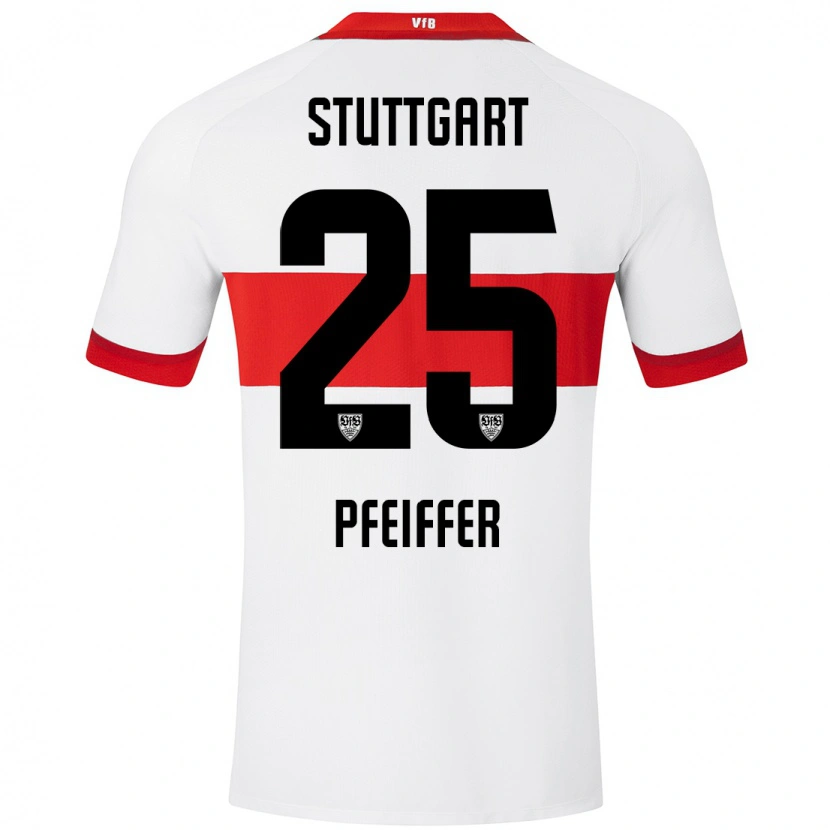 Danxen Niño Camiseta Luca Pfeiffer #25 Blanco Rojo 1ª Equipación 2024/25 La Camisa México