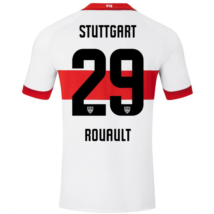 Danxen Niño Camiseta Anthony Rouault #29 Blanco Rojo 1ª Equipación 2024/25 La Camisa México
