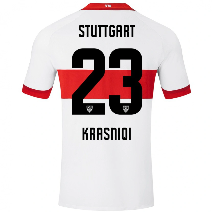 Danxen Niño Camiseta Elton Krasniqi #23 Blanco Rojo 1ª Equipación 2024/25 La Camisa México