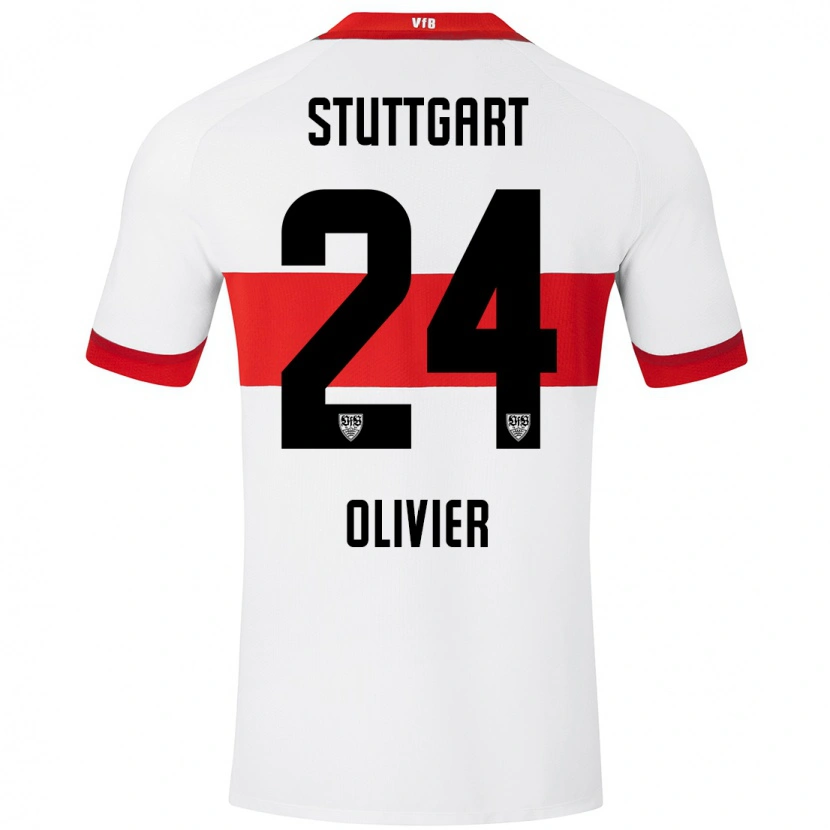 Danxen Niño Camiseta Christopher Olivier #24 Blanco Rojo 1ª Equipación 2024/25 La Camisa México