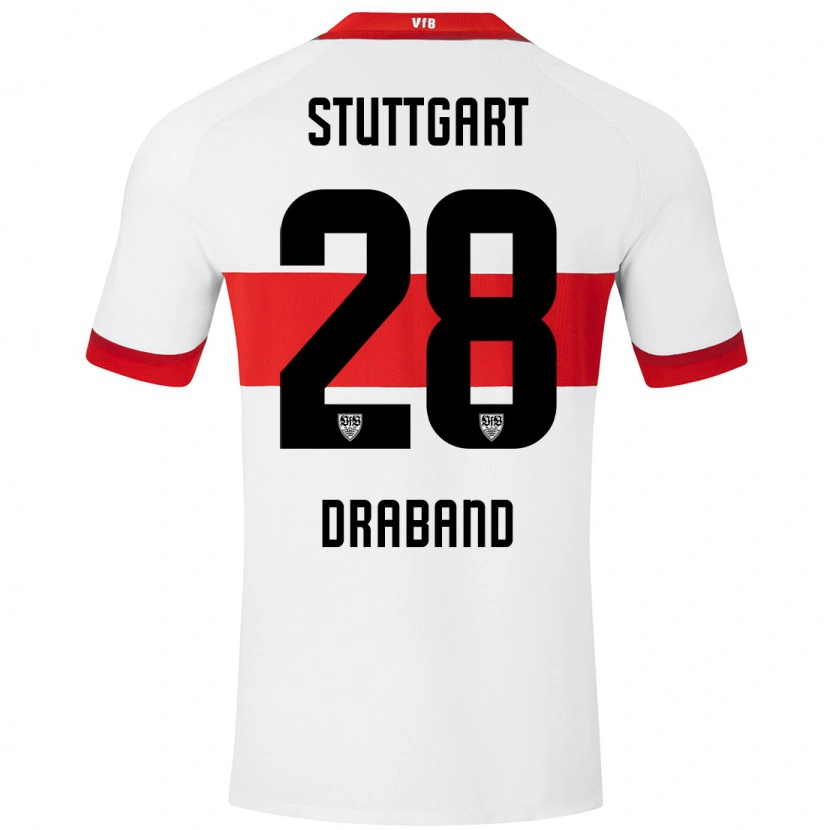 Danxen Niño Camiseta Dominik Draband #28 Blanco Rojo 1ª Equipación 2024/25 La Camisa México