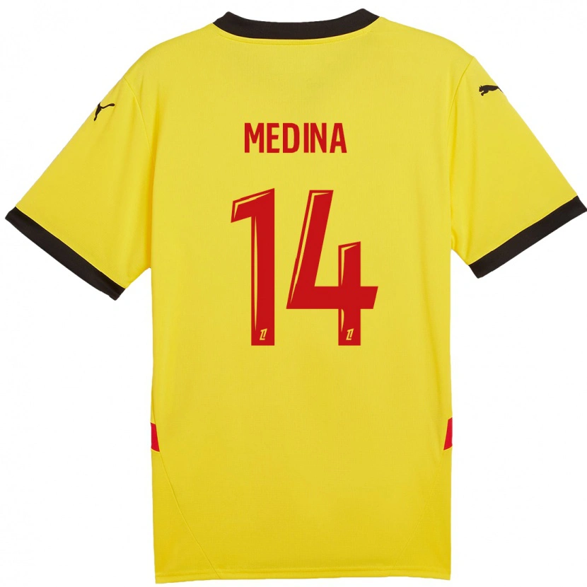 Danxen Niño Camiseta Facundo Medina #14 Amarillo Rojo 1ª Equipación 2024/25 La Camisa México