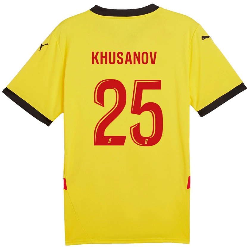 Danxen Niño Camiseta Abdukodir Khusanov #25 Amarillo Rojo 1ª Equipación 2024/25 La Camisa México