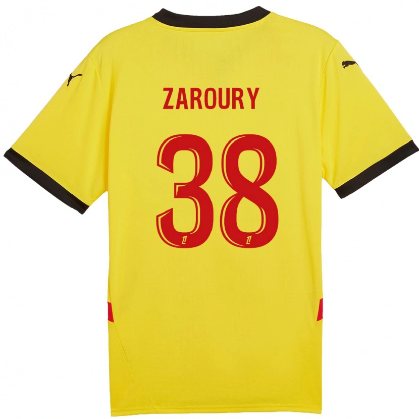 Danxen Niño Camiseta Anass Zaroury #38 Amarillo Rojo 1ª Equipación 2024/25 La Camisa México