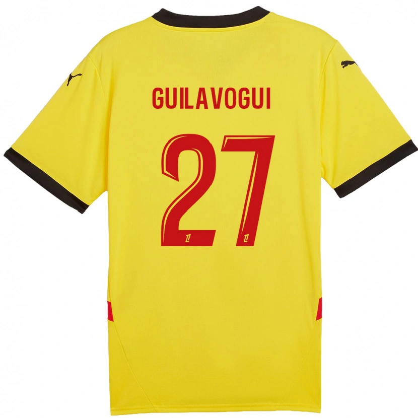 Danxen Niño Camiseta Morgan Guilavogui #27 Amarillo Rojo 1ª Equipación 2024/25 La Camisa México