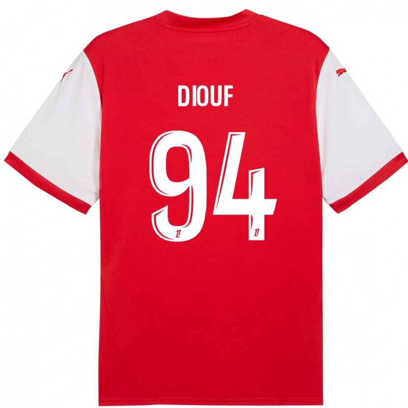 Danxen Niño Camiseta Yehvann Diouf #94 Rojo Blanco 1ª Equipación 2024/25 La Camisa México