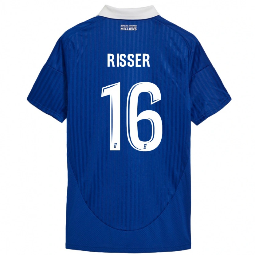 Danxen Niño Camiseta Robin Risser #16 Azul Blanco 1ª Equipación 2024/25 La Camisa México