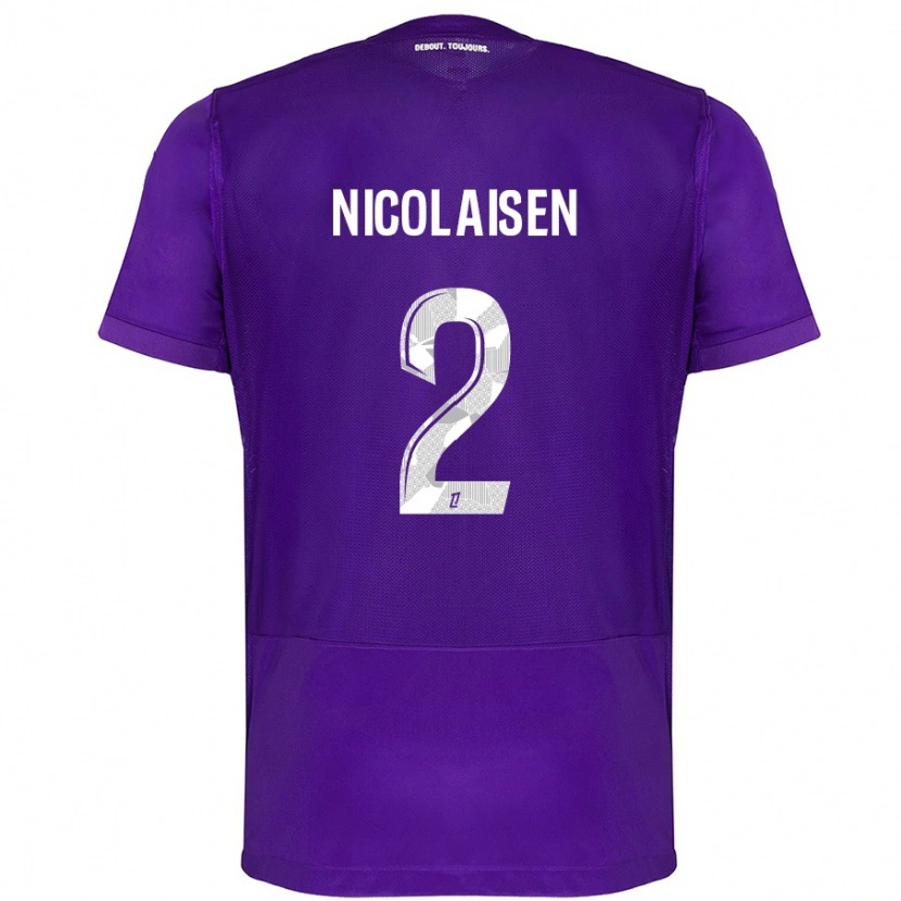 Danxen Niño Camiseta Rasmus Nicolaisen #2 Morado Blanco 1ª Equipación 2024/25 La Camisa México