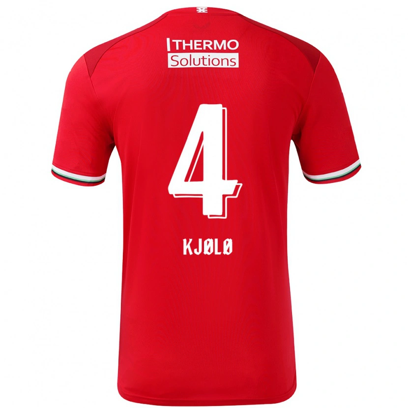 Danxen Niño Camiseta Mathias Kjølø #4 Rojo Blanco 1ª Equipación 2024/25 La Camisa México