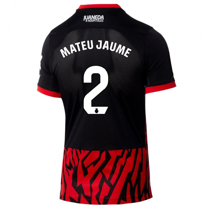 Danxen Niño Camiseta Mateu Morey #2 Negro Rojo 1ª Equipación 2024/25 La Camisa México
