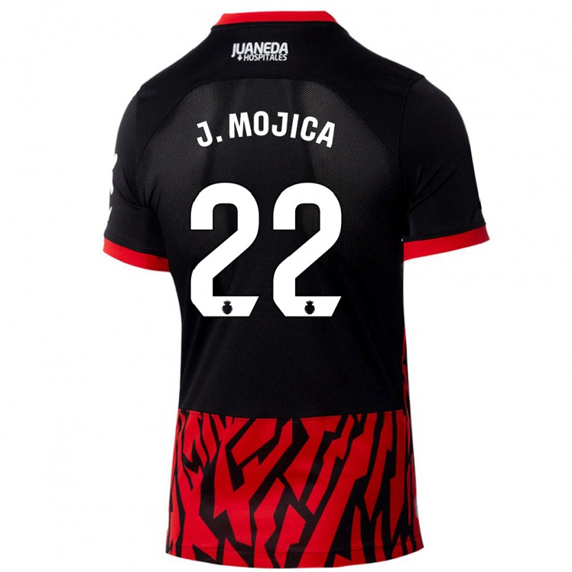 Danxen Niño Camiseta Johan Mojica #22 Negro Rojo 1ª Equipación 2024/25 La Camisa México