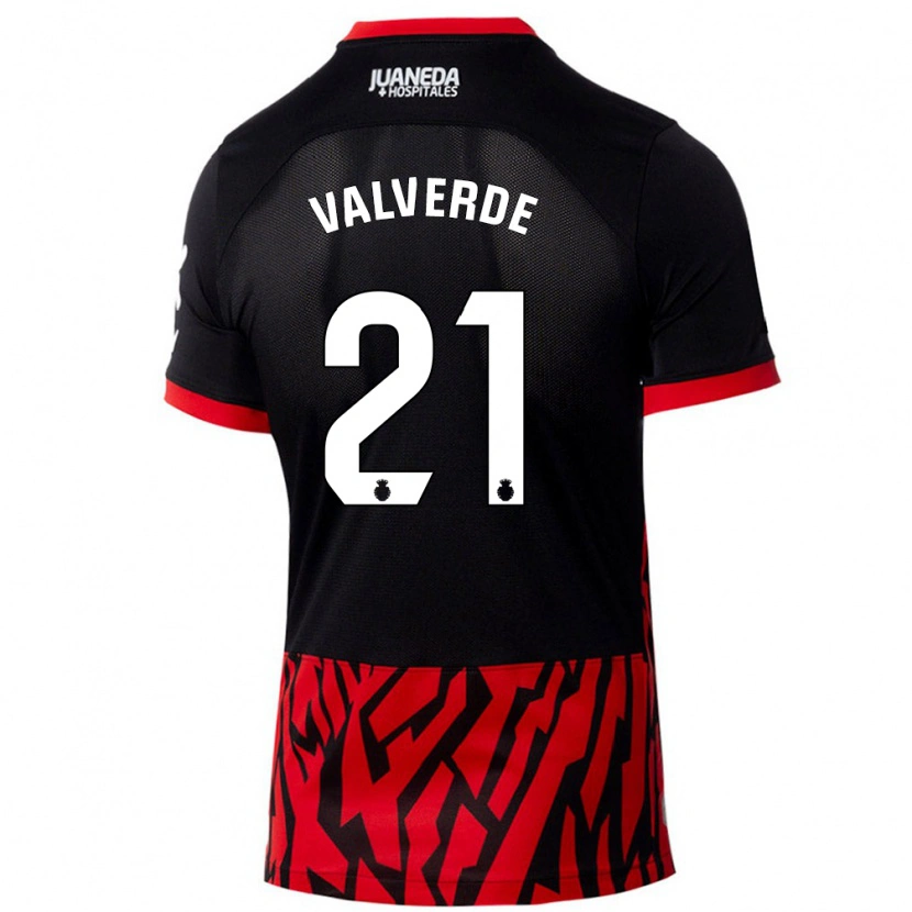 Danxen Niño Camiseta David Valverde #21 Negro Rojo 1ª Equipación 2024/25 La Camisa México