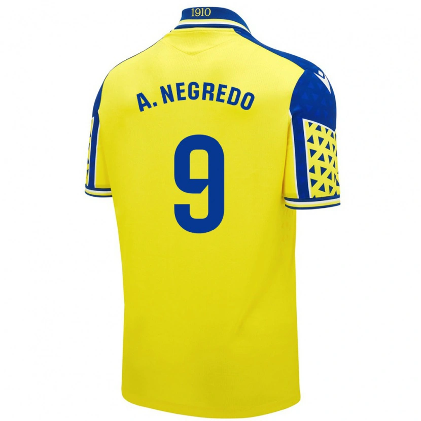 Danxen Niño Camiseta Álvaro Negredo #9 Amarillo Azul 1ª Equipación 2024/25 La Camisa México