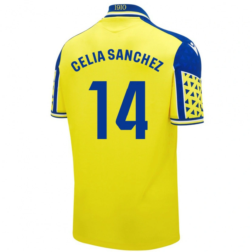 Danxen Niño Camiseta Celia Sánchez García #14 Amarillo Azul 1ª Equipación 2024/25 La Camisa México