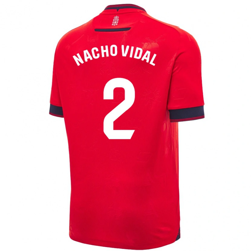Danxen Niño Camiseta Nacho Vidal #2 Rojo Blanco 1ª Equipación 2024/25 La Camisa México