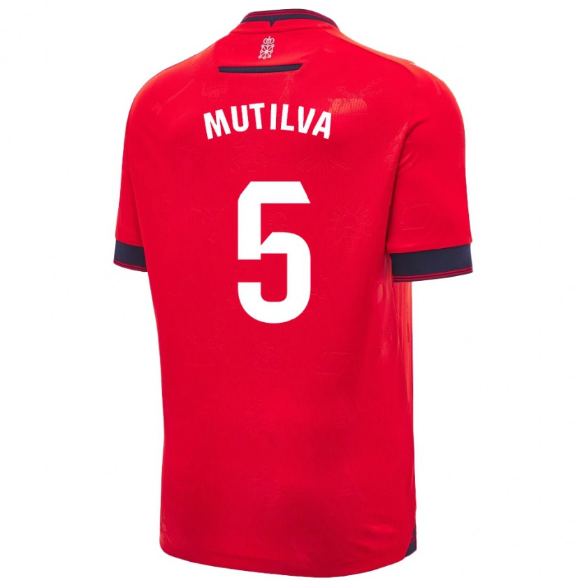 Danxen Niño Camiseta Christian Mutilva #5 Rojo Blanco 1ª Equipación 2024/25 La Camisa México