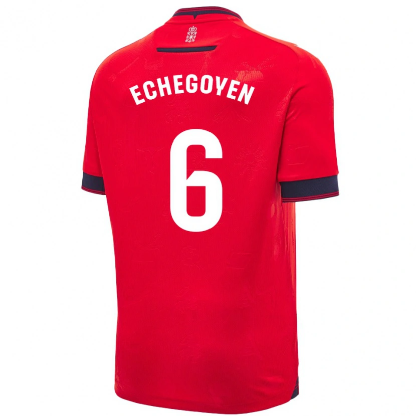 Danxen Niño Camiseta Mauro Echegoyen #6 Rojo Blanco 1ª Equipación 2024/25 La Camisa México