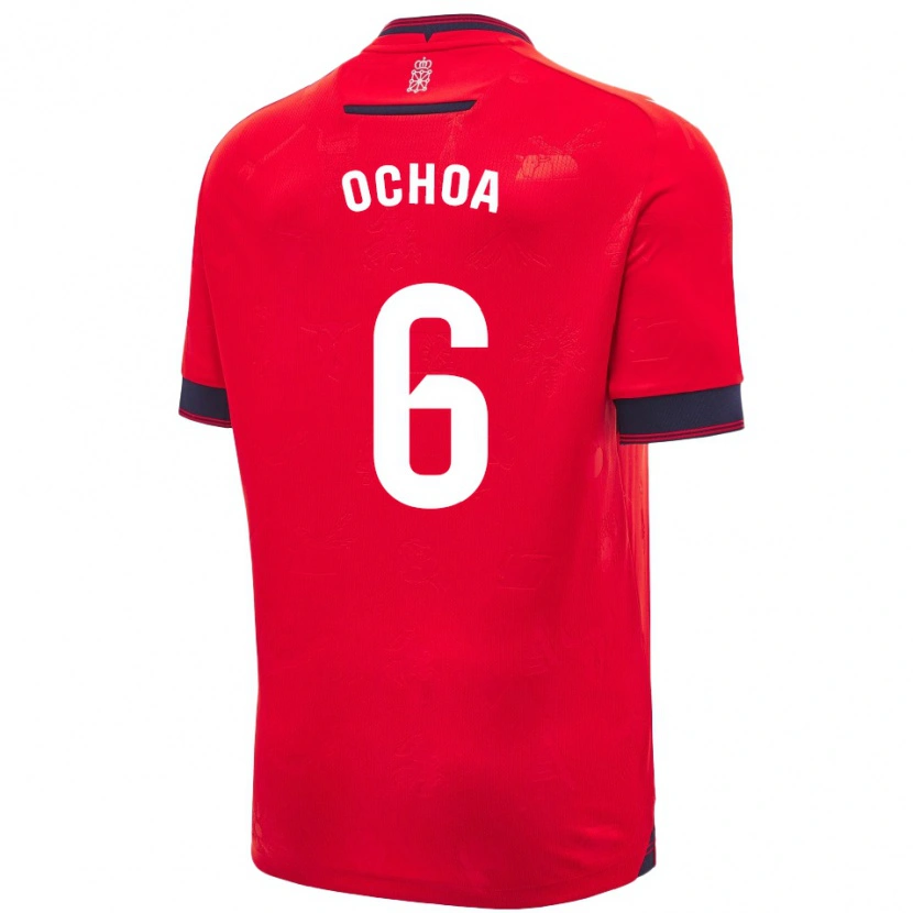 Danxen Niño Camiseta Celia Ochoa Ibañez #6 Rojo Blanco 1ª Equipación 2024/25 La Camisa México