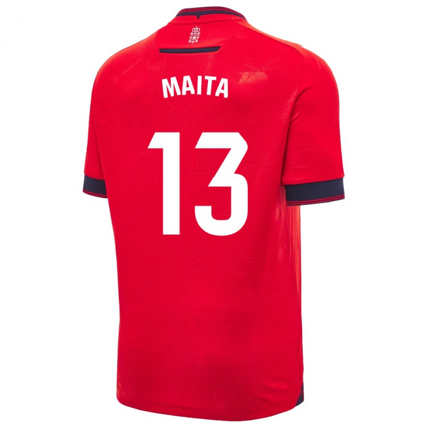 Danxen Niño Camiseta Maitane Zalba Irañeta #13 Rojo Blanco 1ª Equipación 2024/25 La Camisa México