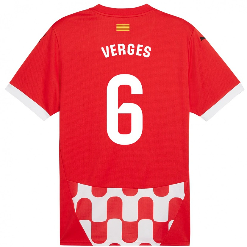 Danxen Niño Camiseta Mar Vergés #6 Rojo Blanco 1ª Equipación 2024/25 La Camisa México