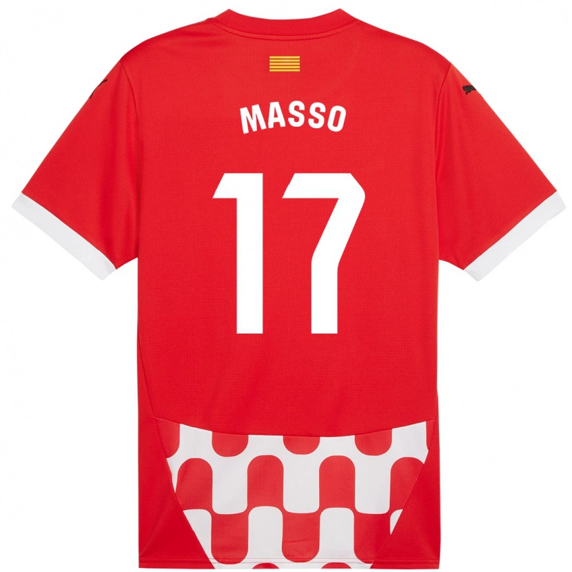 Danxen Niño Camiseta Ainoa Massó #17 Rojo Blanco 1ª Equipación 2024/25 La Camisa México