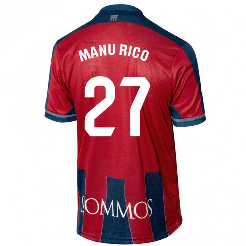 Danxen Niño Camiseta Manu Rico #27 Rojo Azul 1ª Equipación 2024/25 La Camisa México