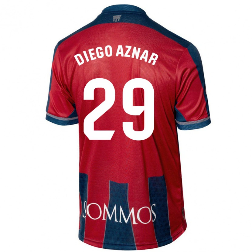 Danxen Niño Camiseta Diego Aznar #29 Rojo Azul 1ª Equipación 2024/25 La Camisa México