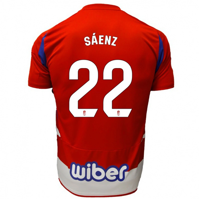 Danxen Niño Camiseta Pablo Sáenz #22 Rojo Blanco Azul 1ª Equipación 2024/25 La Camisa México