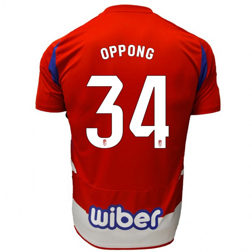 Danxen Niño Camiseta Oscar Naasei Oppong #34 Rojo Blanco Azul 1ª Equipación 2024/25 La Camisa México