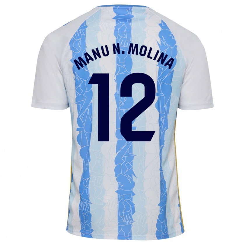 Danxen Niño Camiseta Manu Molina #12 Blanco Azul 1ª Equipación 2024/25 La Camisa México