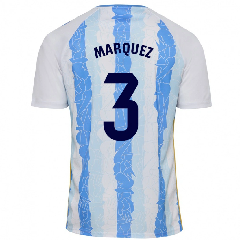 Danxen Niño Camiseta David Márquez #3 Blanco Azul 1ª Equipación 2024/25 La Camisa México