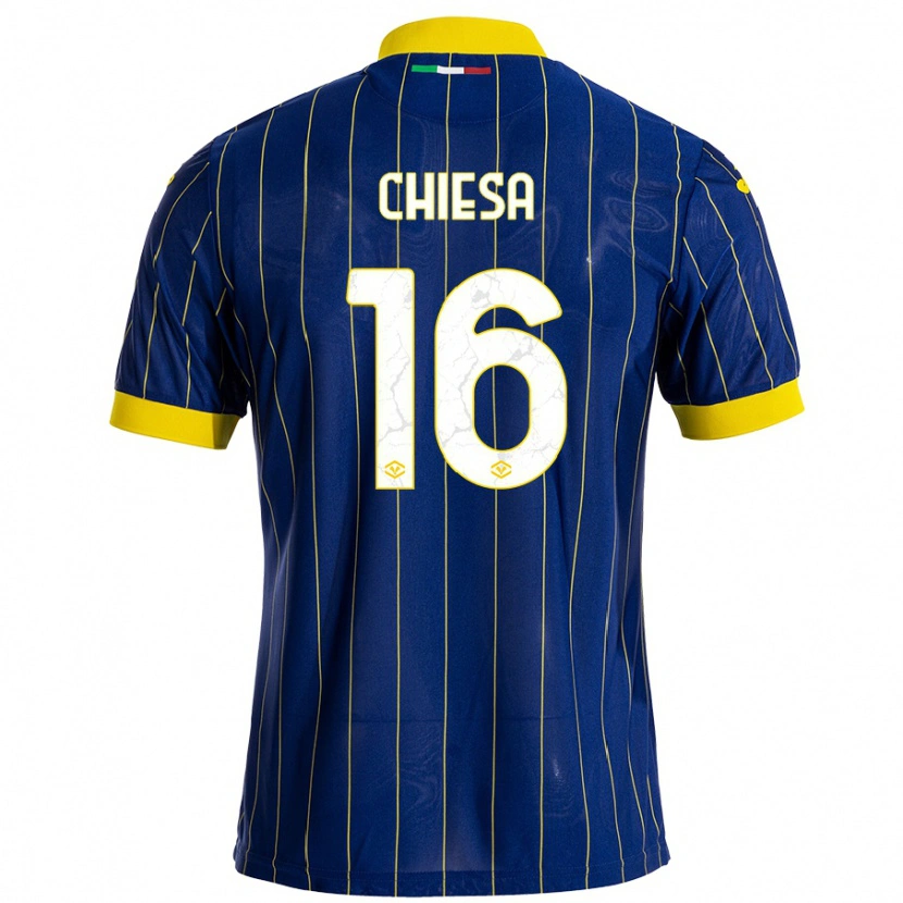 Danxen Niño Camiseta Mattia Chiesa #16 Azul Amarillo 1ª Equipación 2024/25 La Camisa México