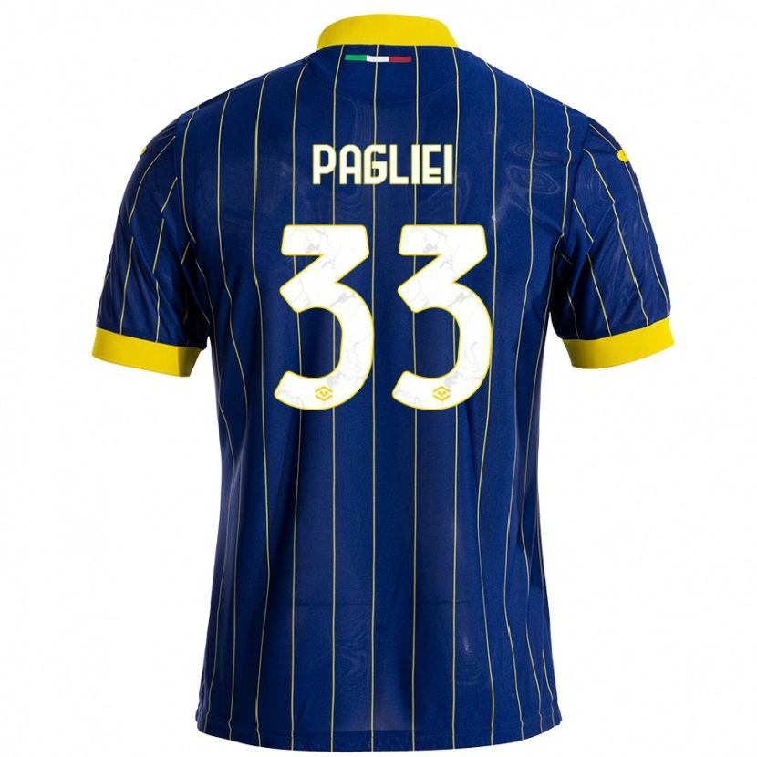 Danxen Niño Camiseta Matteo Pagliei #33 Azul Amarillo 1ª Equipación 2024/25 La Camisa México