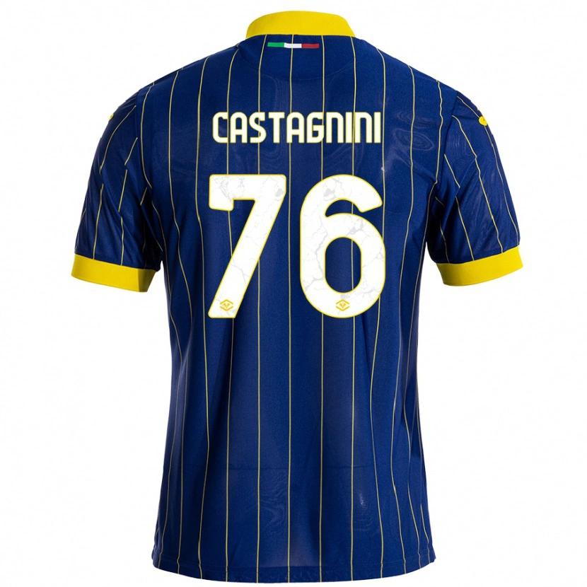 Danxen Niño Camiseta Mirko Castagnini #76 Azul Amarillo 1ª Equipación 2024/25 La Camisa México
