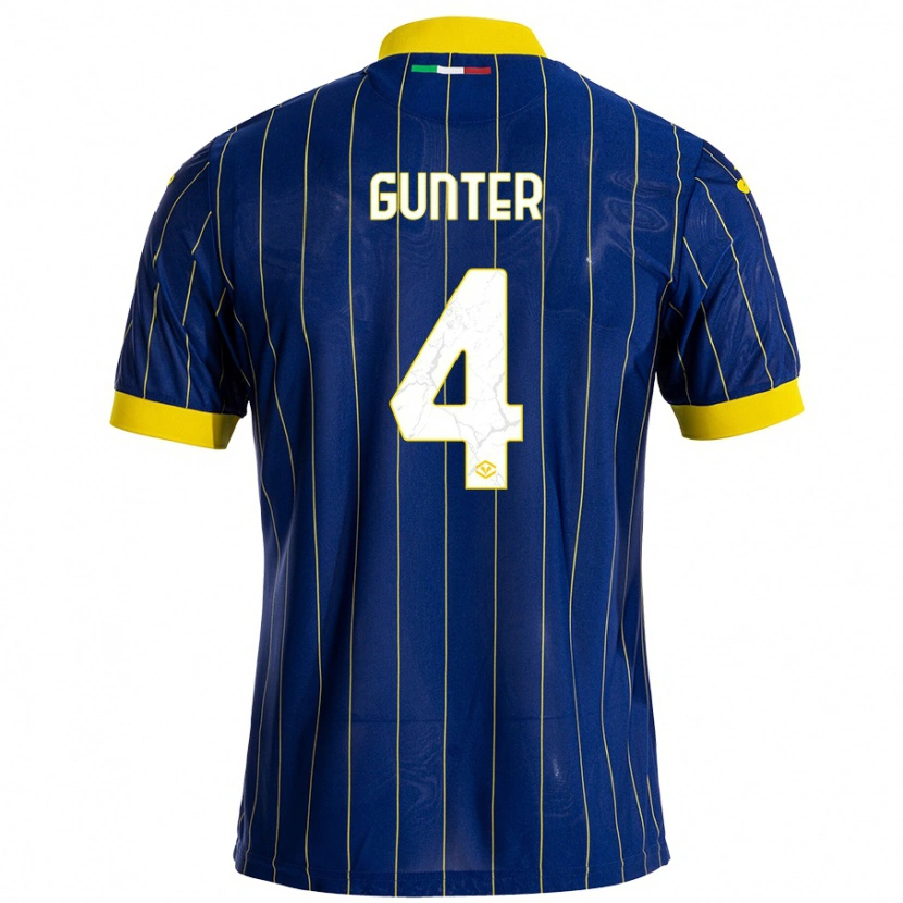 Danxen Niño Camiseta Koray Günter #4 Azul Amarillo 1ª Equipación 2024/25 La Camisa México