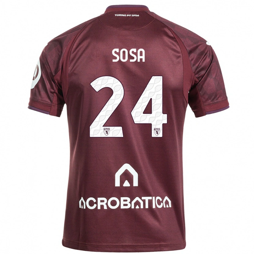 Danxen Niño Camiseta Borna Sosa #24 Granate Blanco 1ª Equipación 2024/25 La Camisa México