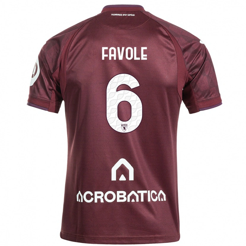 Danxen Niño Camiseta Stefania Favole #6 Granate Blanco 1ª Equipación 2024/25 La Camisa México